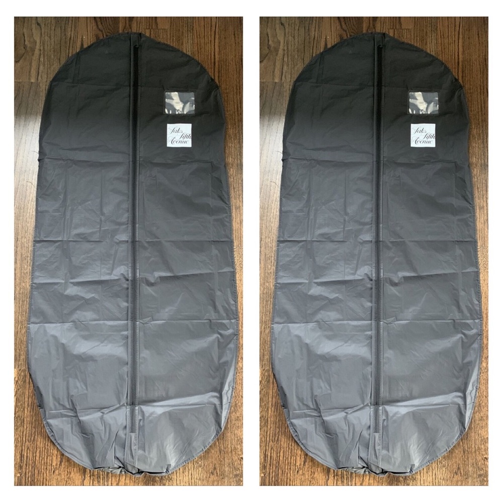 NEW! SAKS FIFTH AVENUE Two (2x) Black 62” Long Zippered Garment Bags 5th Ave